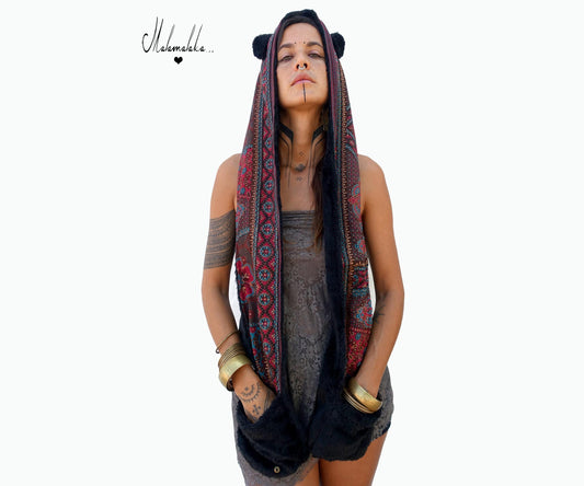 Animalakas Reversible Plush Hood | Unisex Festival Streetwear — One of a Kind