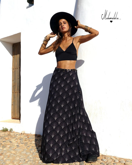 Transformable Rayon Maxi Skirt | Open Asymmetric Boho Gypsy Tribal · Steampunk Style