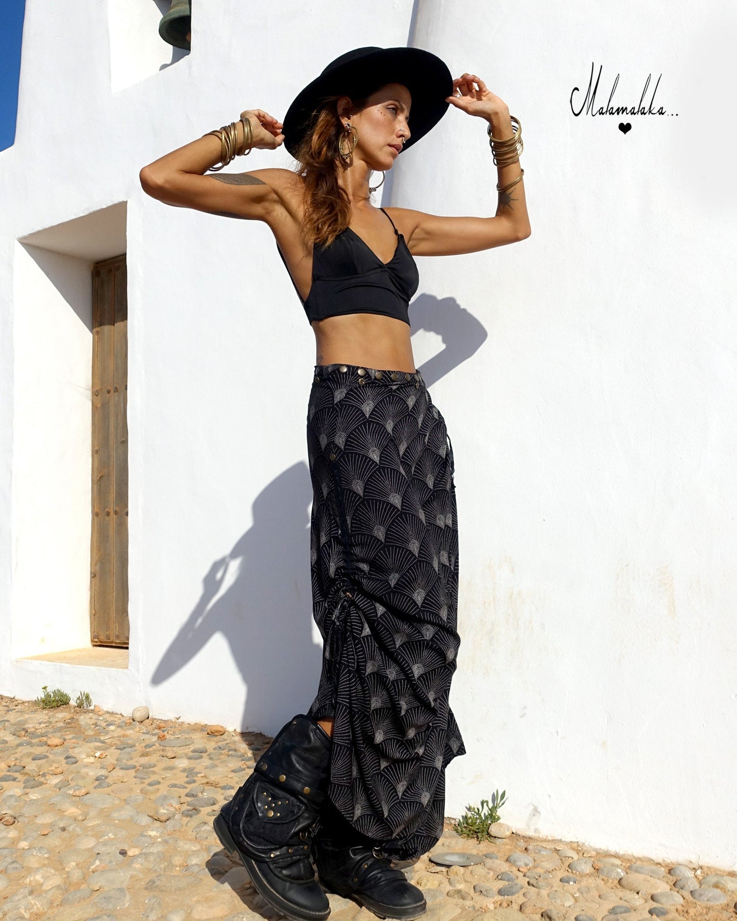 Transformable Rayon Maxi Skirt | Open Asymmetric Boho Gypsy Tribal · Steampunk Style
