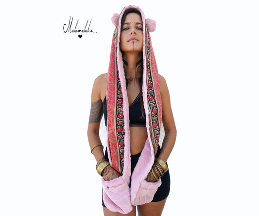 Animalakas Reversible Plush Hood | Unisex Festival Streetwear — One of a Kind