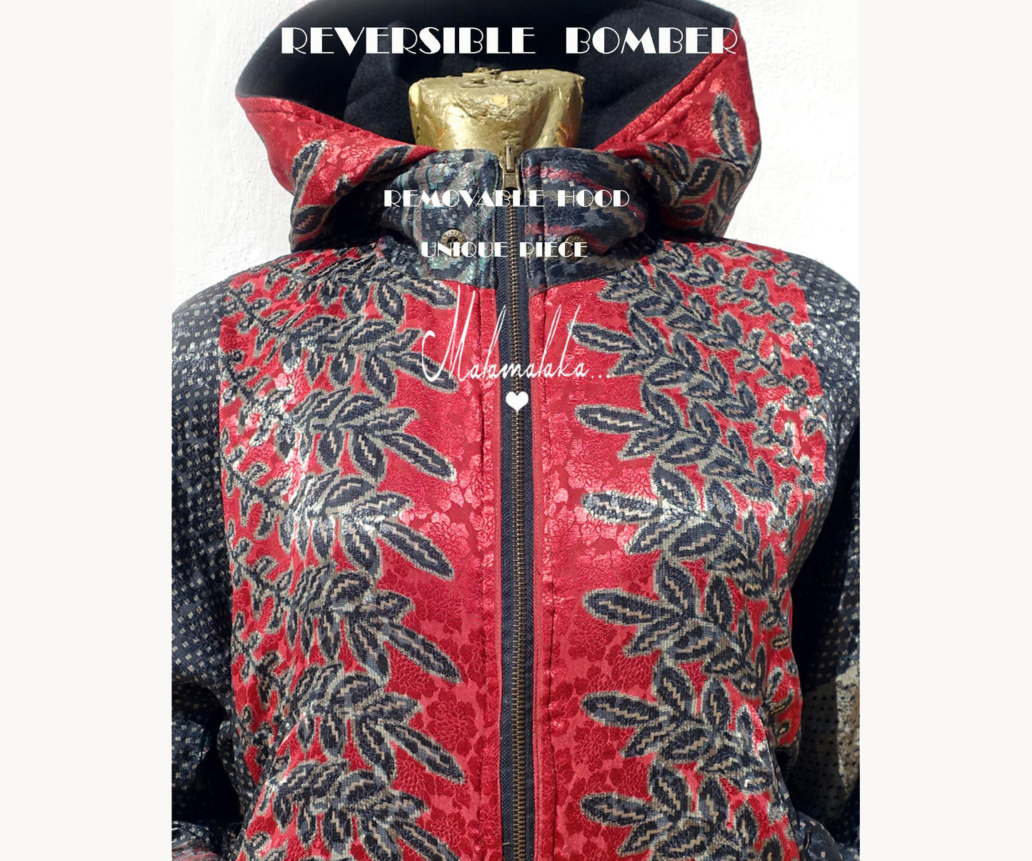 Reversible Fleece Bomber Jacket | Detachable Hood · Size S · Unisex Festival Trap Streetwear