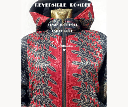 Reversible Fleece Bomber Jacket | Detachable Hood · Size S · Unisex Festival Trap Streetwear