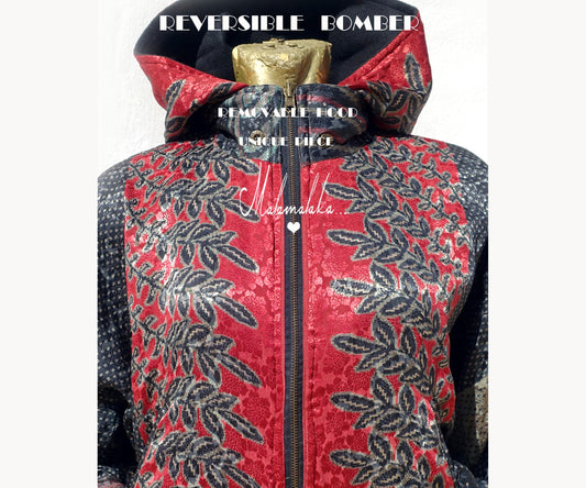 Reversible Fleece Bomber Jacket | Detachable Hood · Size S · Unisex Festival Trap Streetwear