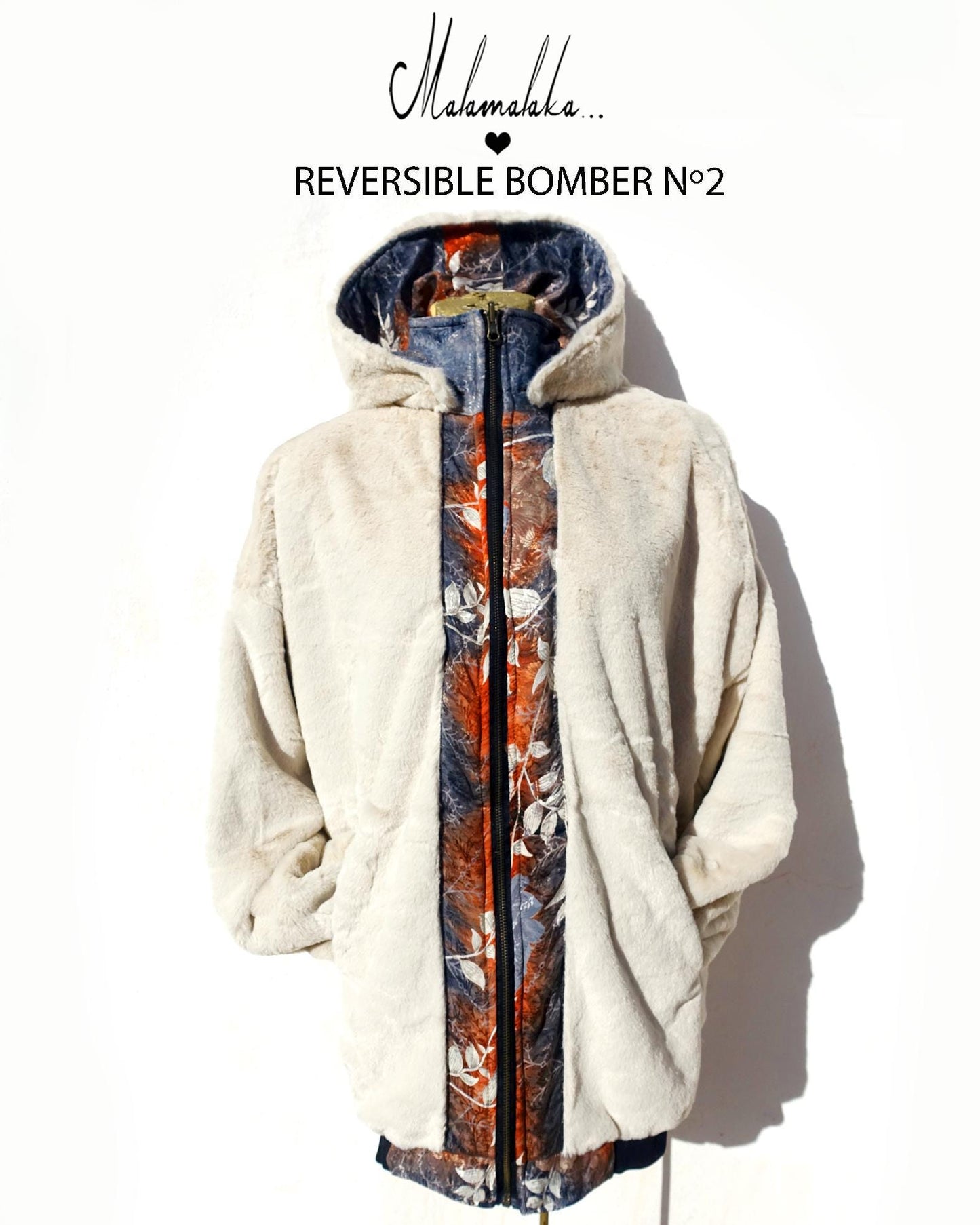 Reversible Plush Bomber Jacket | Detachable Hood · Size L · Unisex Festival Trap Streetwear