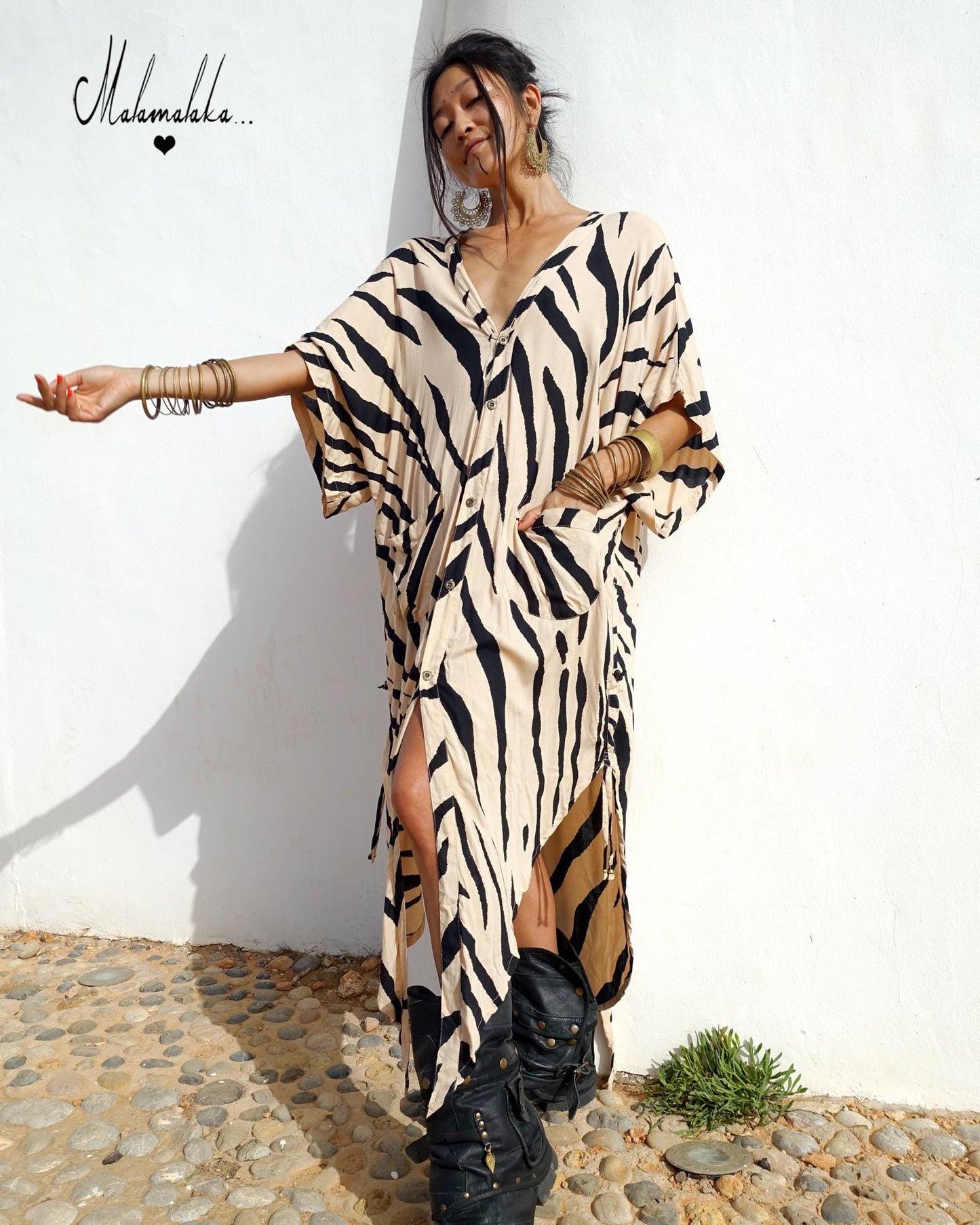 Boho Kimono Jacket | Detachable Hood · Tribal Festival Dress Kimono · Bohemian Style
