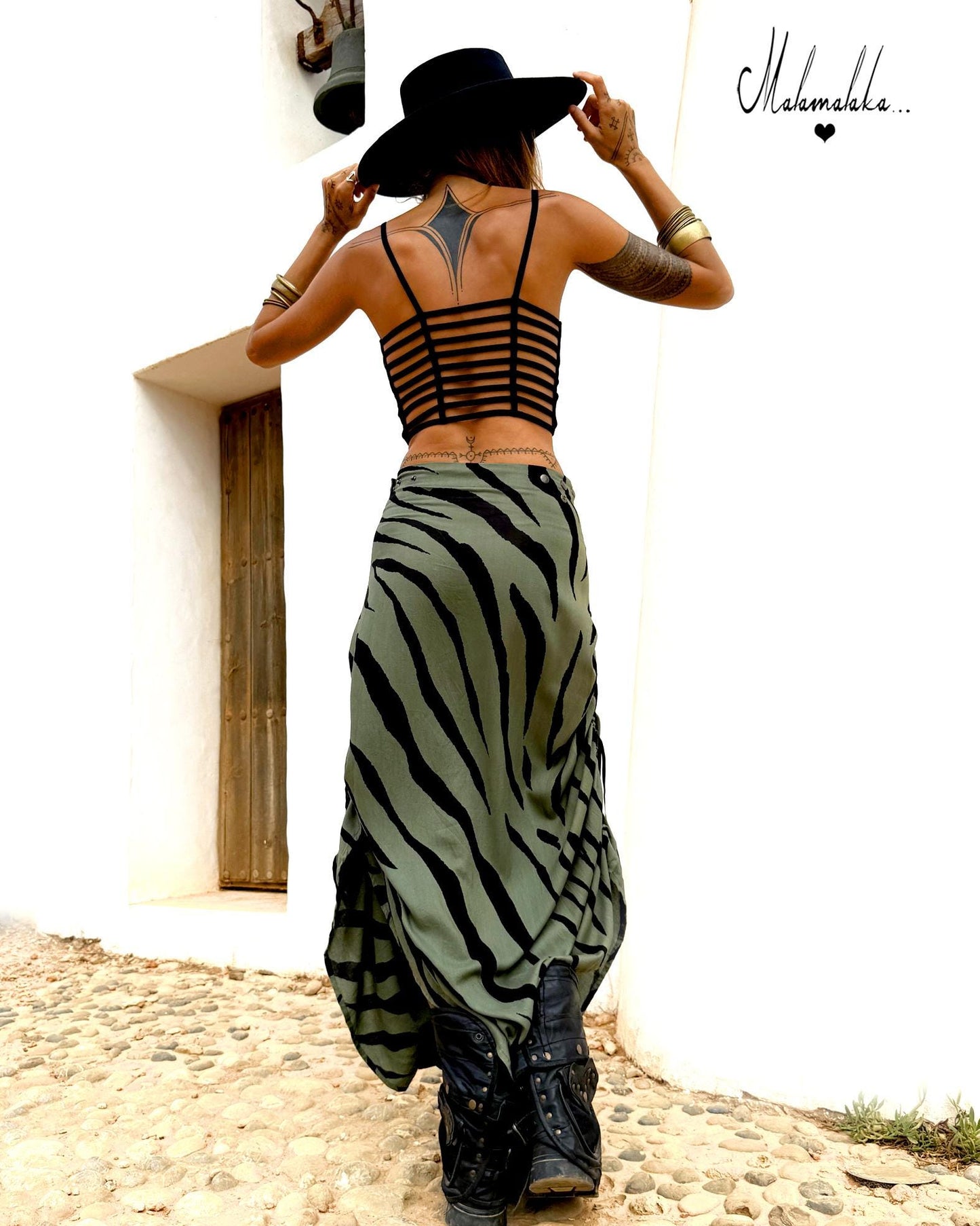 Transformable Rayon Maxi Skirt | Open Asymmetric Boho Gypsy Tribal · Steampunk Style