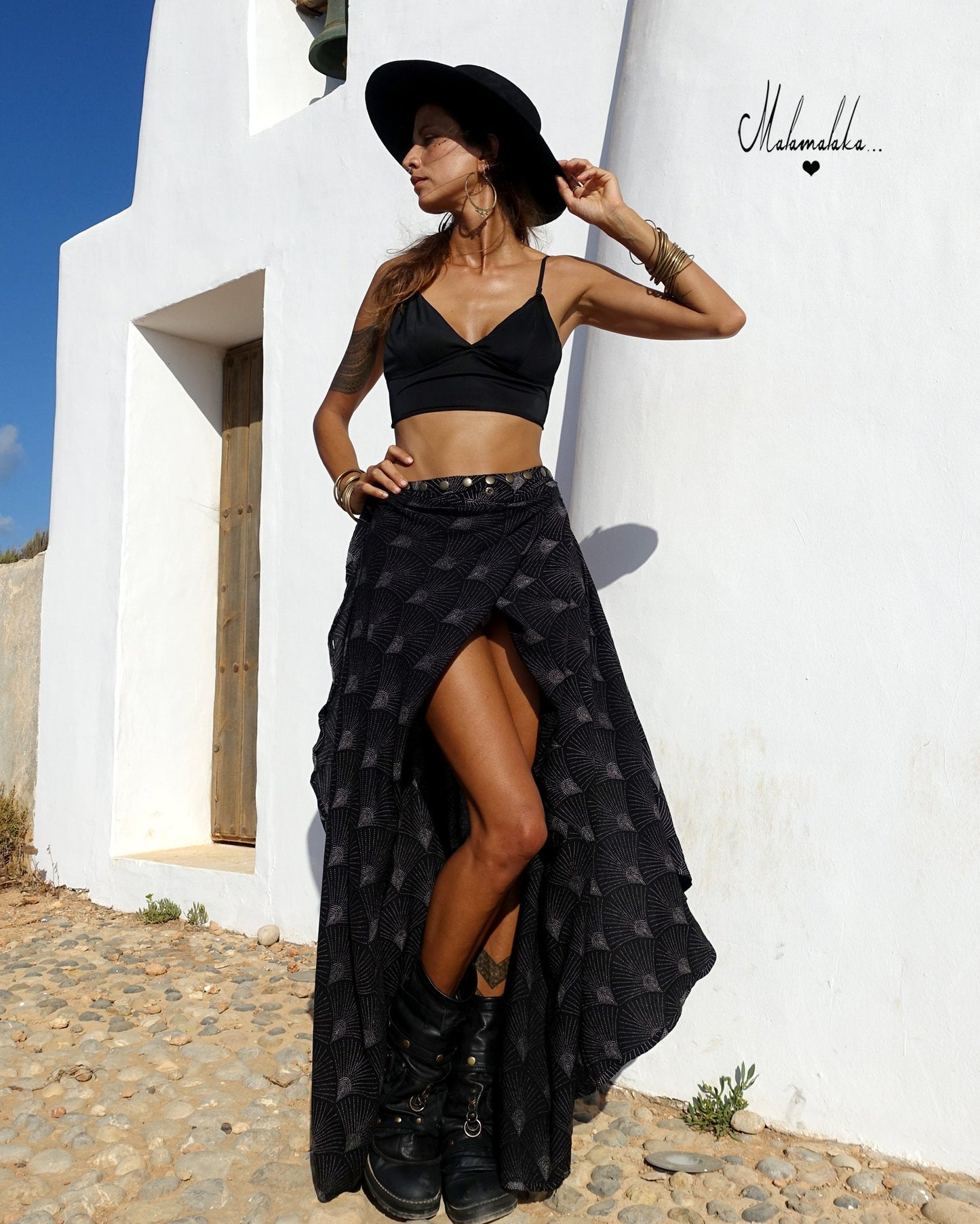 Transformable Rayon Maxi Skirt | Open Asymmetric Boho Gypsy Tribal · Steampunk Style
