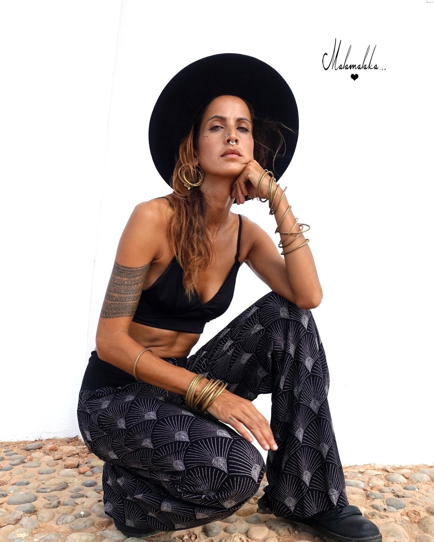 Women's Fringe Rayon Wide-Leg Trousers | Elastic Waist · Straight Leg with Pockets