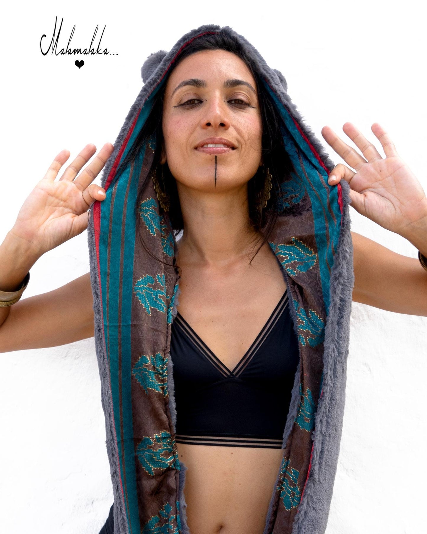 Animalakas Reversible Plush Hood | Unisex Festival Streetwear — One of a Kind