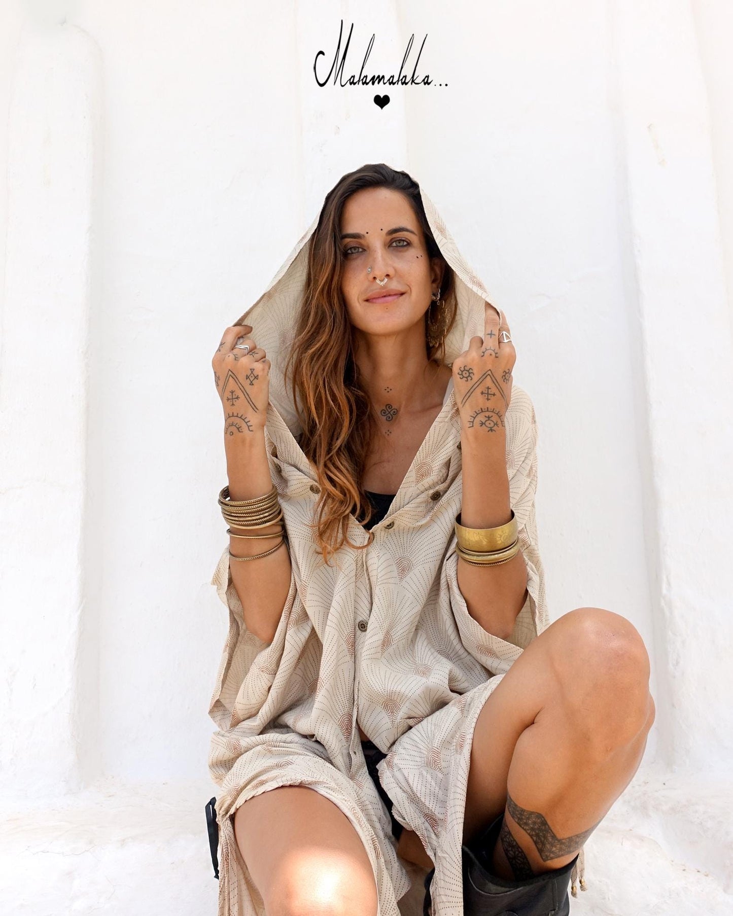 Boho Kimono Jacket | Detachable Hood · Tribal Festival Dress Kimono · Bohemian Style