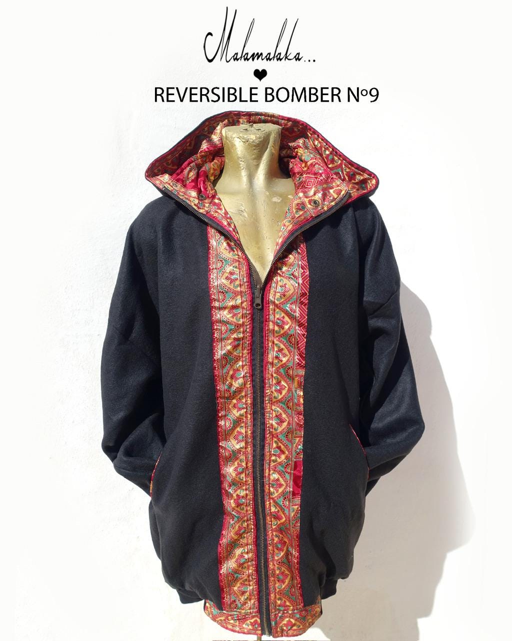 Reversible Plush Bomber Jacket | Detachable Hood · Size L · Unisex Festival Trap Streetwear