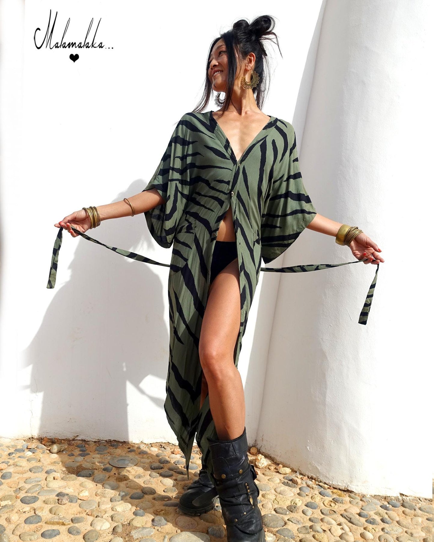 Boho Kimono Jacket | Detachable Hood · Tribal Festival Dress Kimono · Bohemian Style