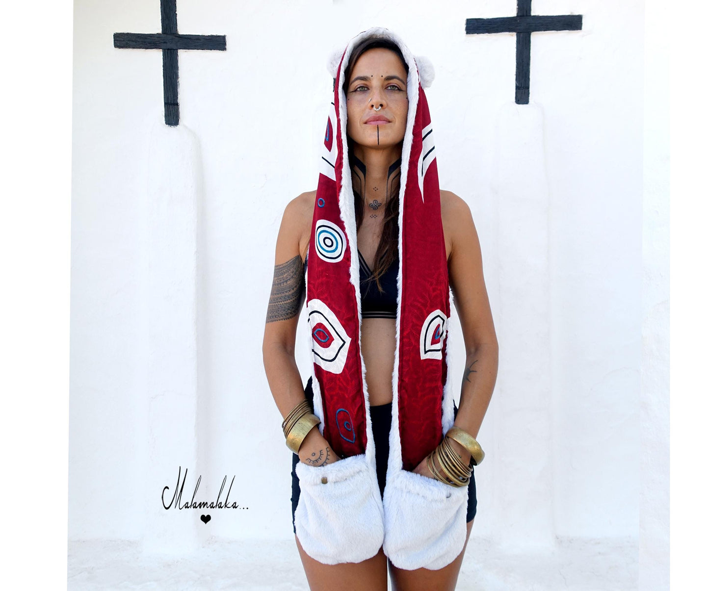 Animalakas Reversible Plush Hood | Unisex Festival Streetwear — One of a Kind