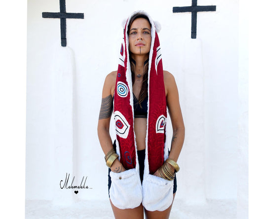 Animalakas Reversible Plush Hood | Unisex Festival Streetwear — One of a Kind