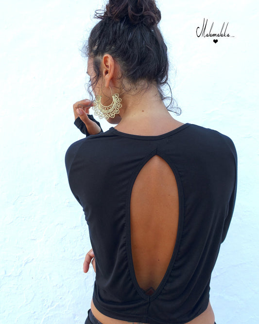 Women's Long Slit Open Back Rayon Top | Boho Elegant Summer Blouse · Ibiza Style