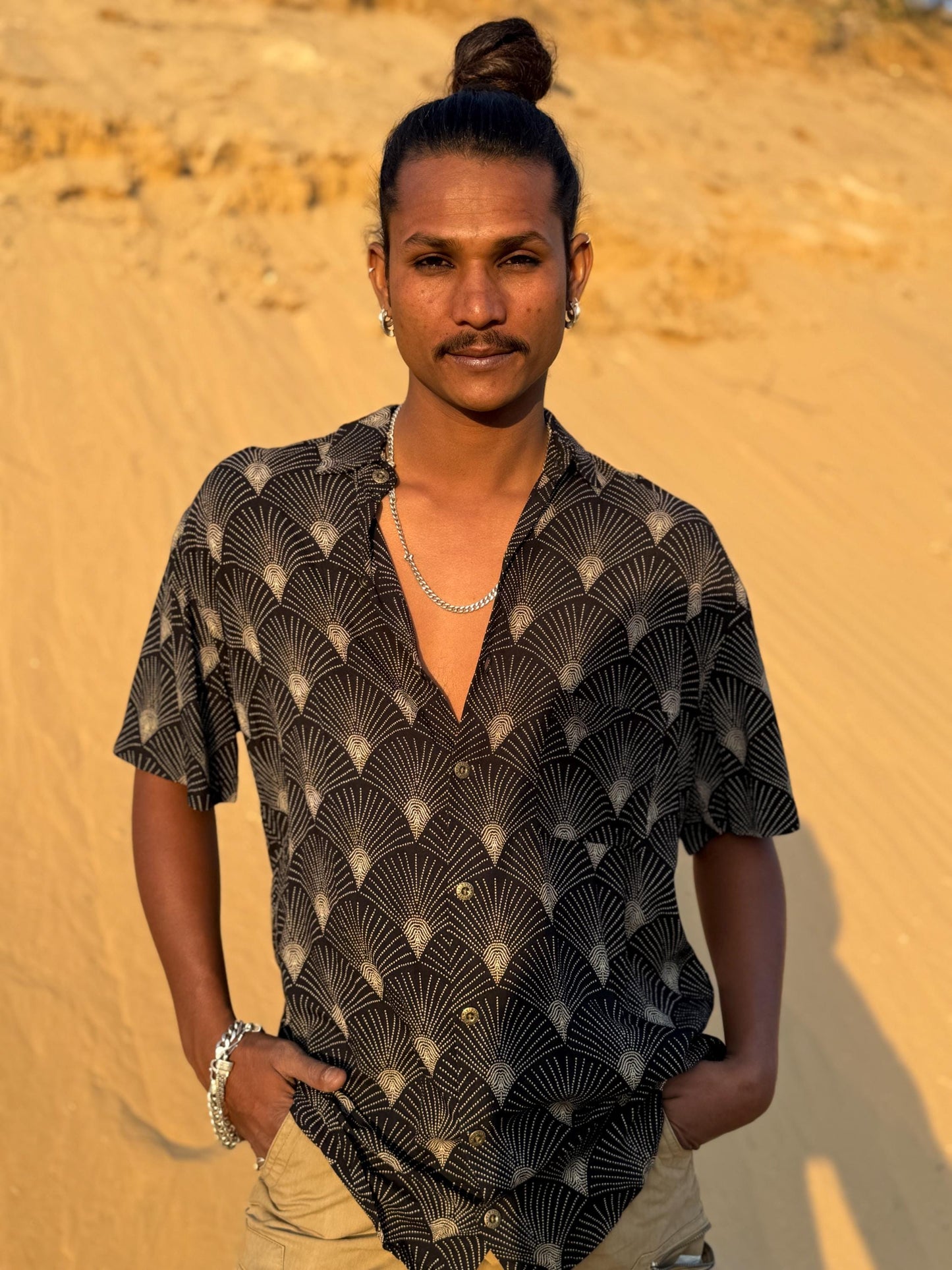 Men's Bohemian Button-Up Shirt | Elegant Dress Shirt · Hawaiian Style