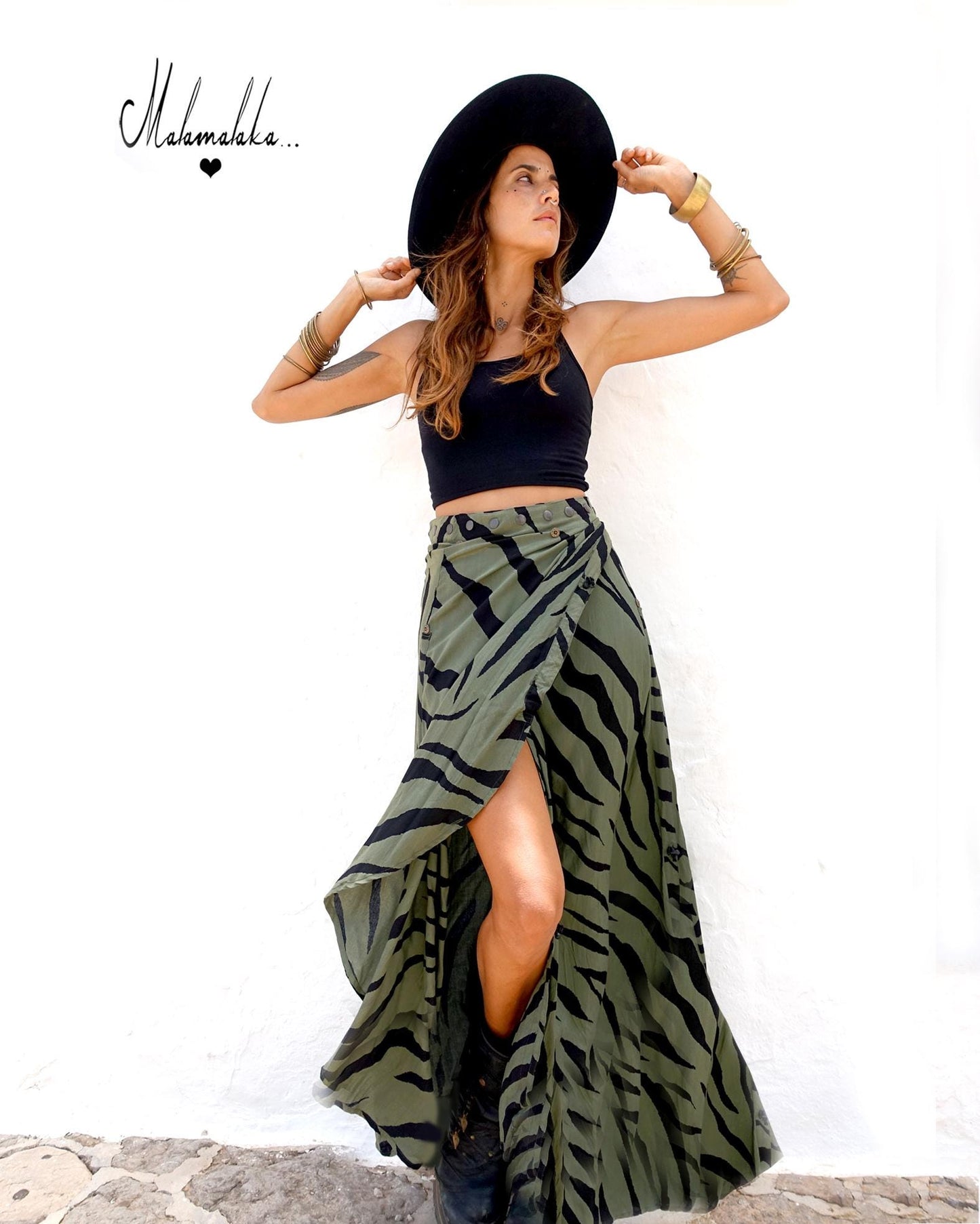 Transformable Rayon Maxi Skirt | Open Asymmetric Boho Gypsy Tribal · Steampunk Style