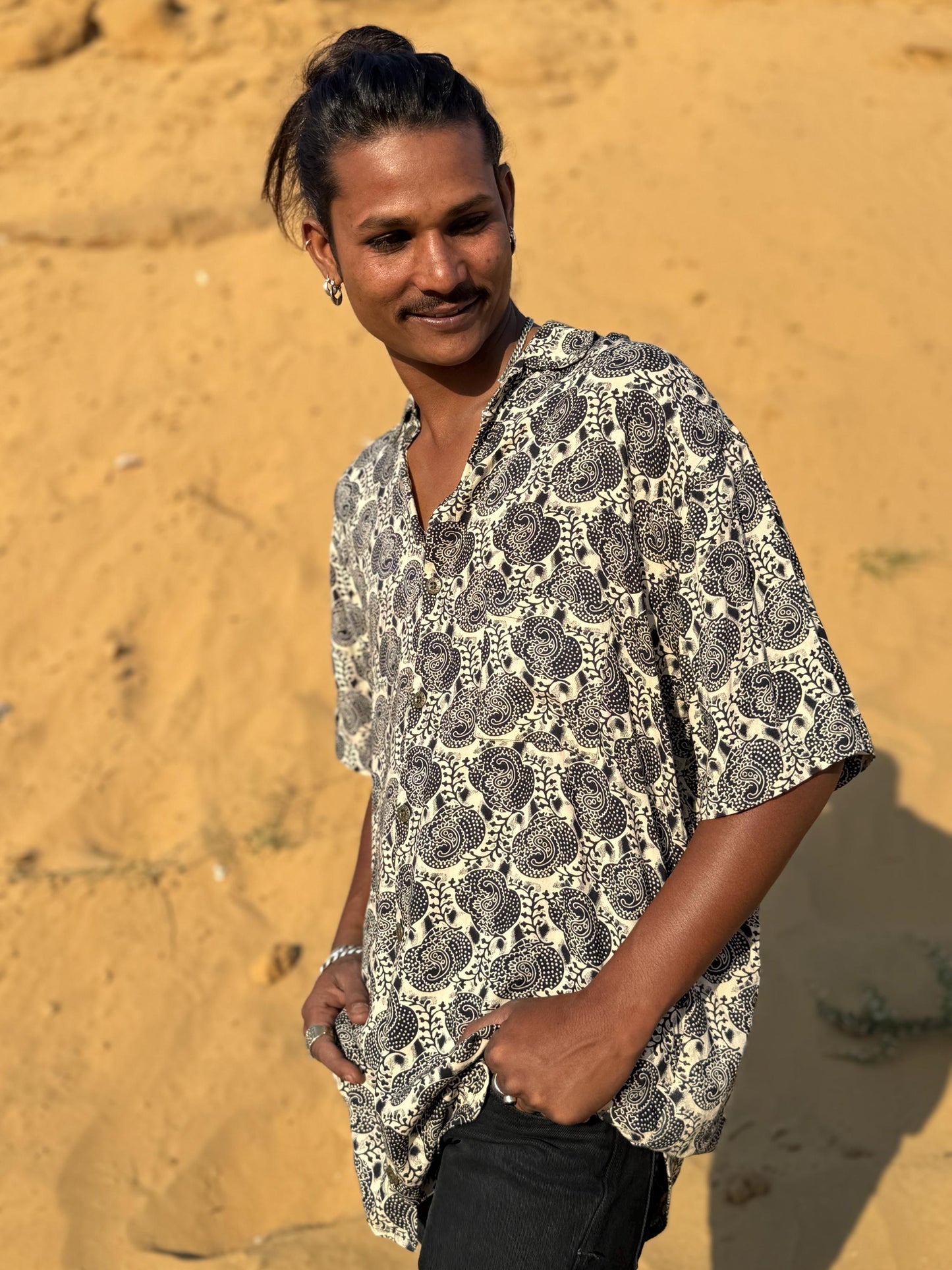 Men's Bohemian Button-Up Shirt | Elegant Dress Shirt · Hawaiian Style