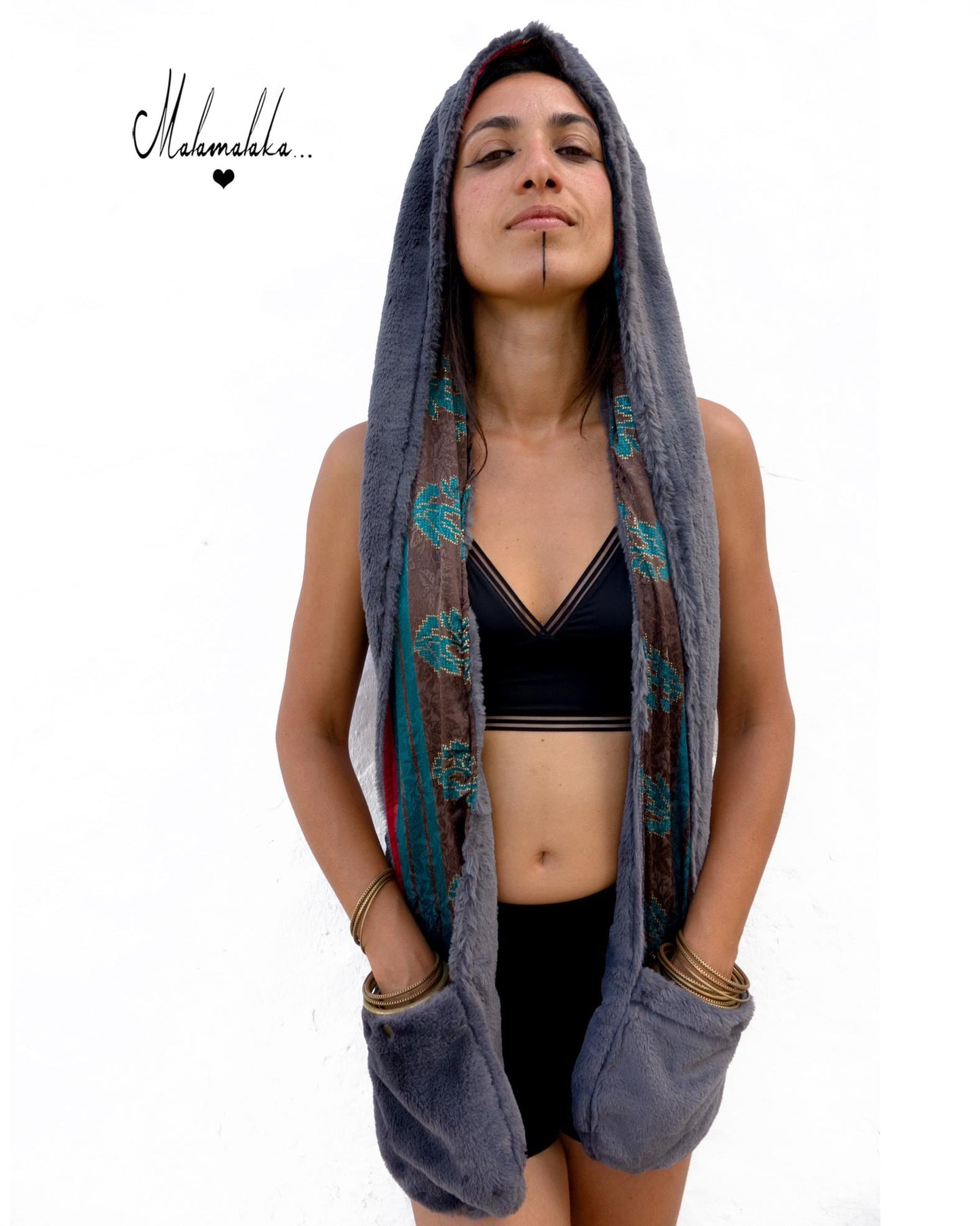 Animalakas Reversible Plush Hood | Unisex Festival Streetwear — One of a Kind