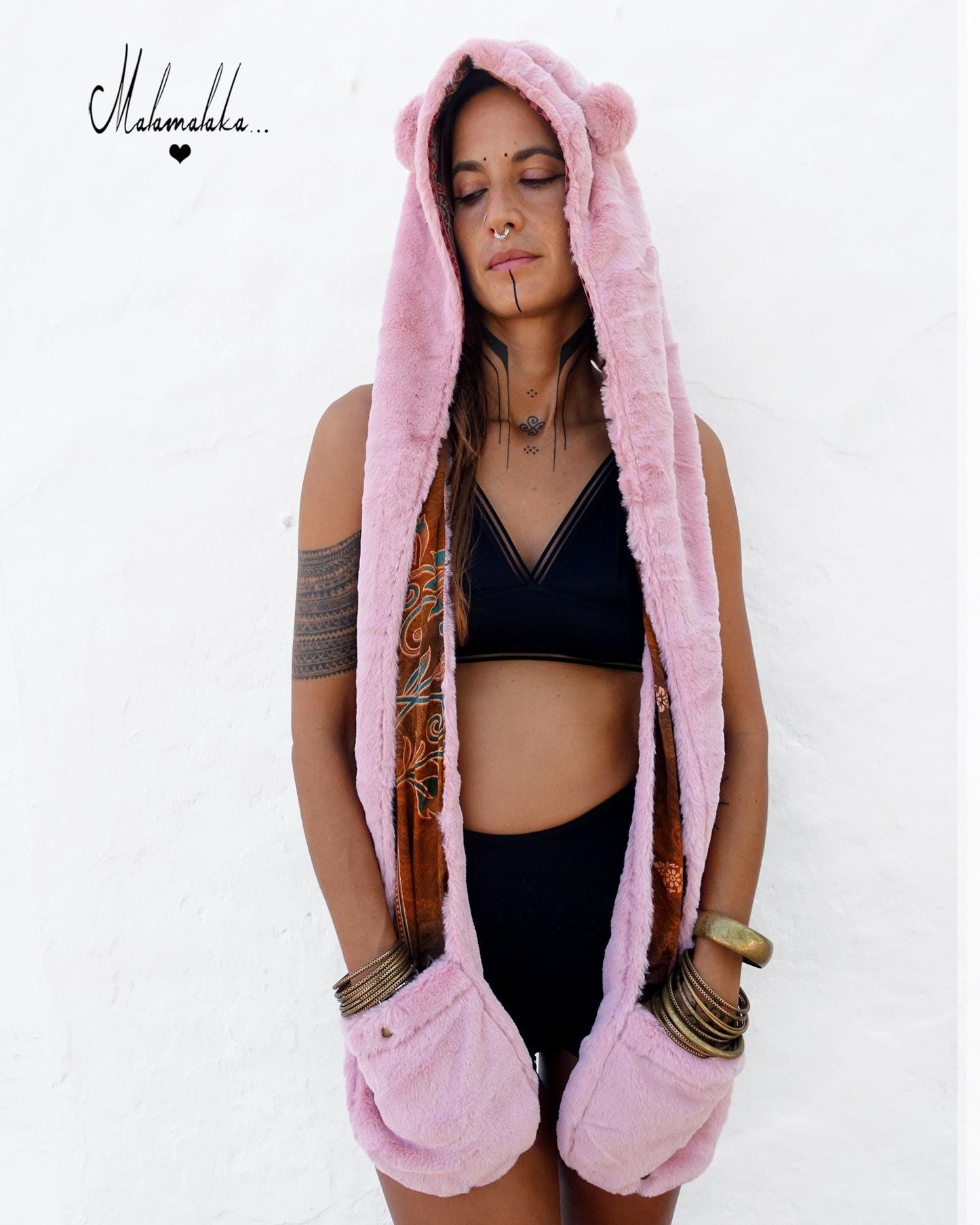 Animalakas Reversible Plush Hood | Unisex Festival Streetwear — One of a Kind
