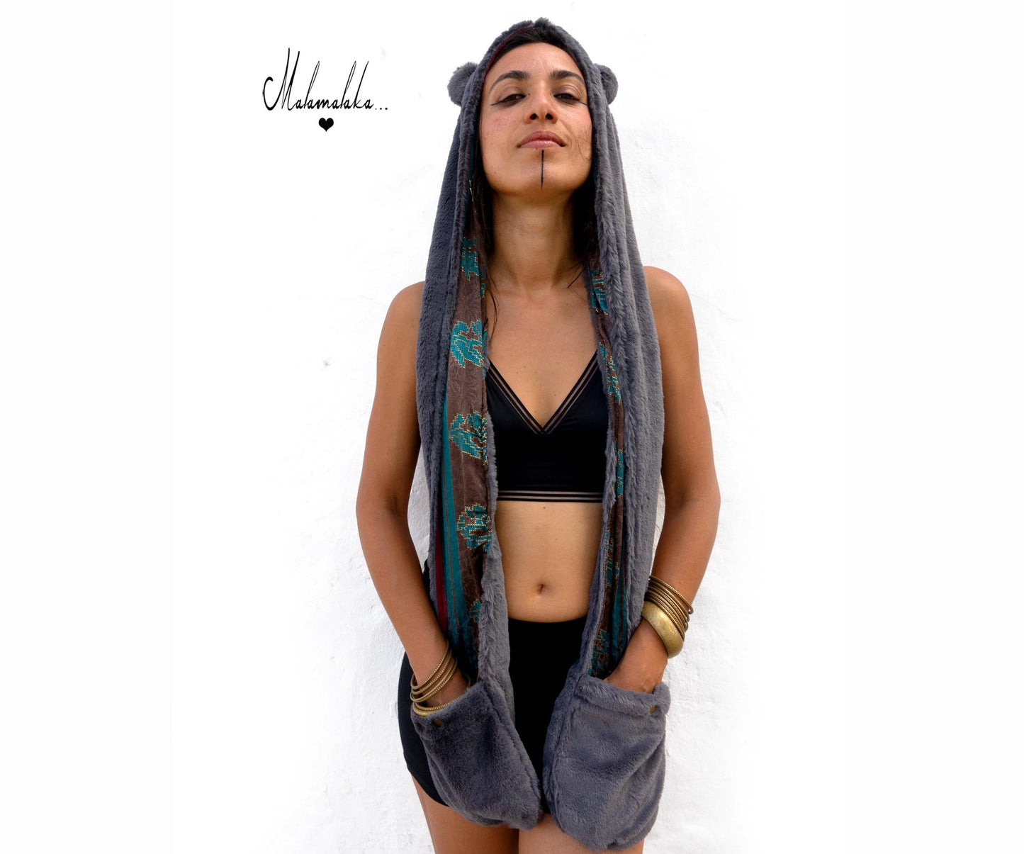 Animalakas Reversible Plush Hood | Unisex Festival Streetwear — One of a Kind