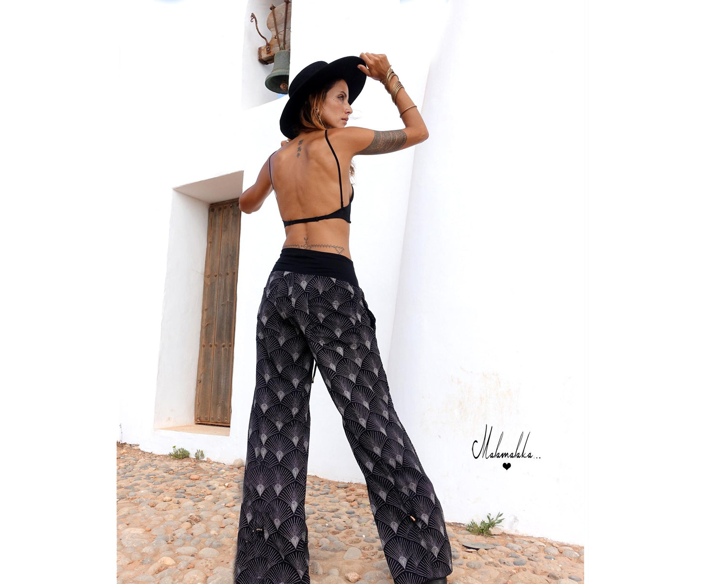 Women's Fringe Rayon Wide-Leg Trousers | Elastic Waist · Straight Leg with Pockets