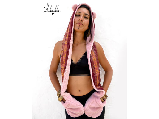 Animalakas Reversible Plush Hood | Unisex Festival Streetwear — One of a Kind
