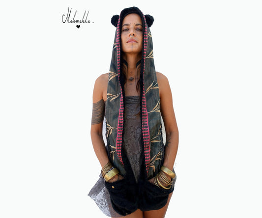Animalakas Reversible Plush Hood | Unisex Festival Streetwear — One of a Kind