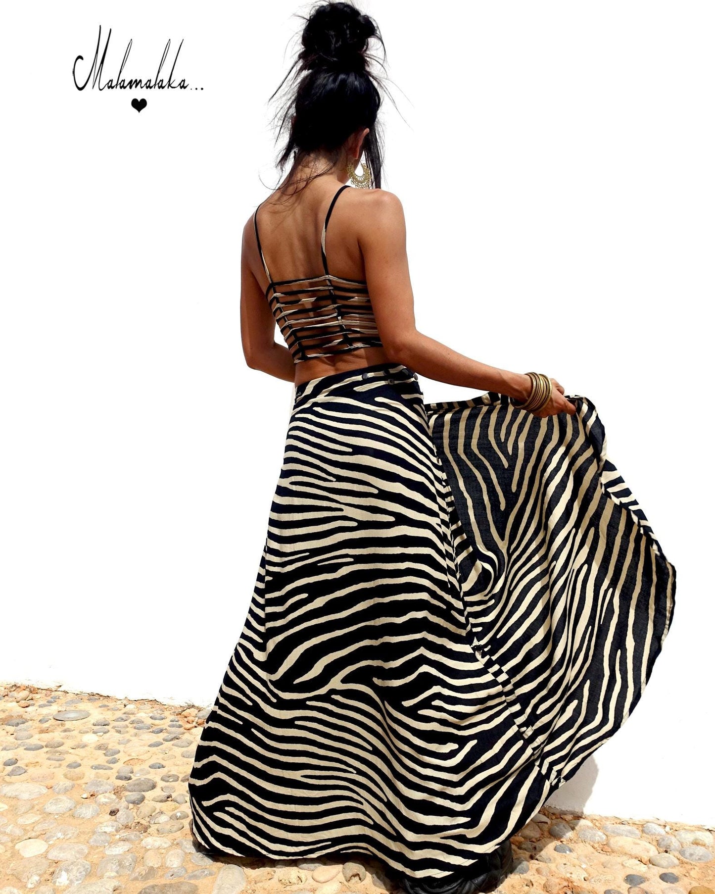 Transformable Rayon Maxi Skirt | Open Asymmetric Boho Gypsy Tribal · Steampunk Style