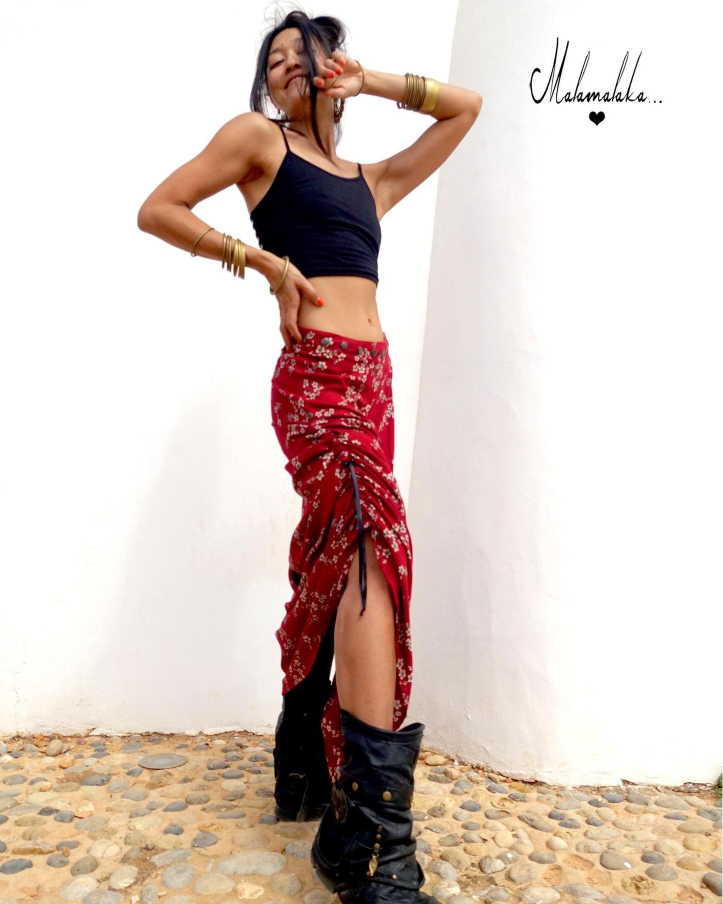 Transformable Rayon Maxi Skirt | Open Asymmetric Boho Gypsy Tribal · Steampunk Style
