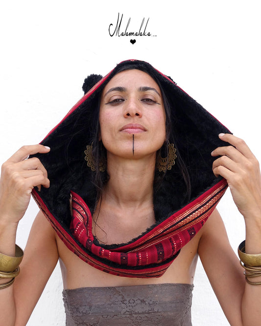 Animalakas Reversible Plush Hood | Unisex Festival Streetwear — One of a Kind