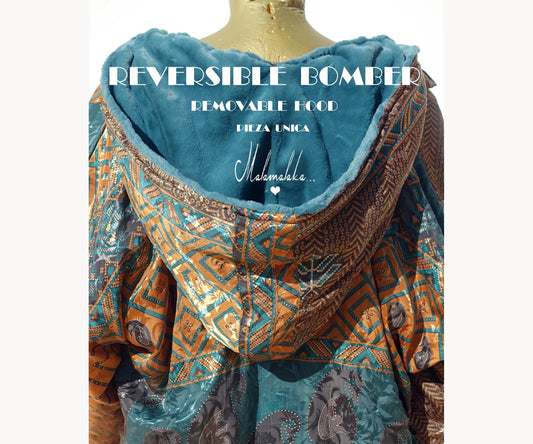 Reversible Plush Bomber Jacket | Detachable Hood · Size L · Unisex Festival Trap Streetwear