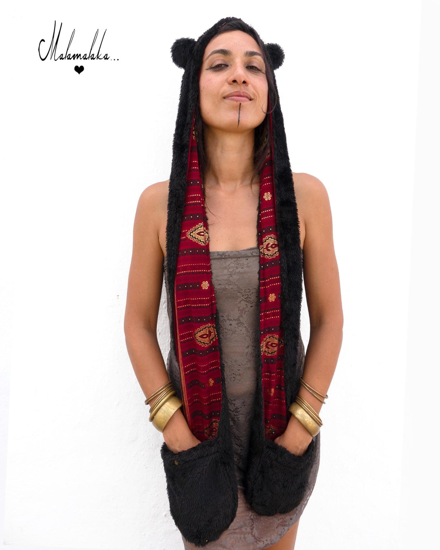 Animalakas Reversible Plush Hood | Unisex Festival Streetwear — One of a Kind