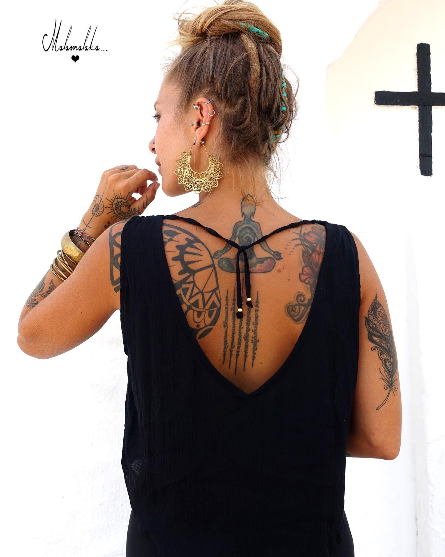 Open Back Rayon Blouse | Women's Boho Summer Top · Elegant Ibiza Style