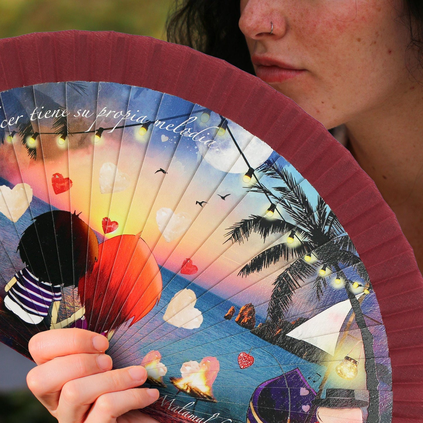 Malamalaka Handcrafted Wooden Fan | Artistic Designer Fan · Unique Gift for Women