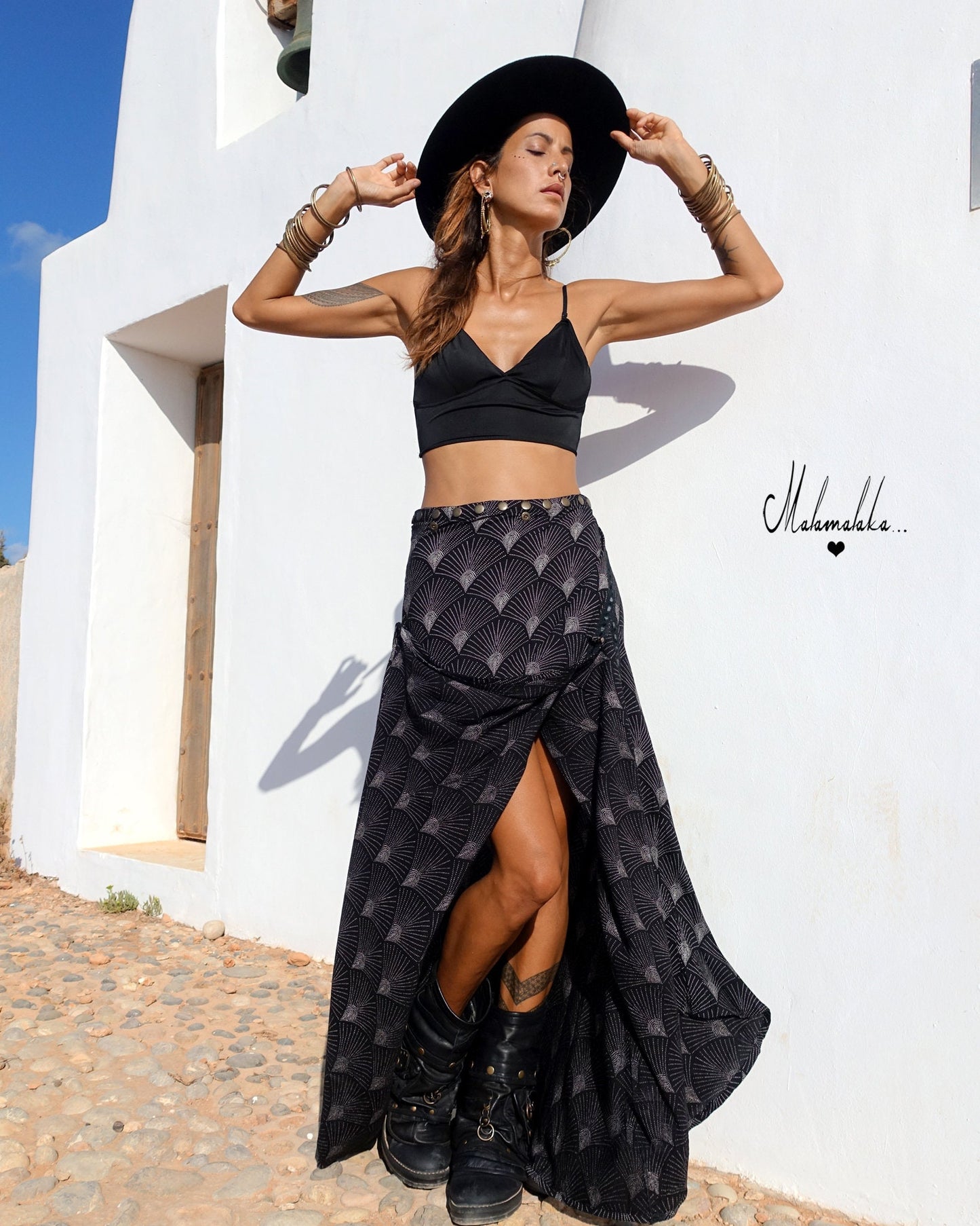 Transformable Rayon Maxi Skirt | Open Asymmetric Boho Gypsy Tribal · Steampunk Style