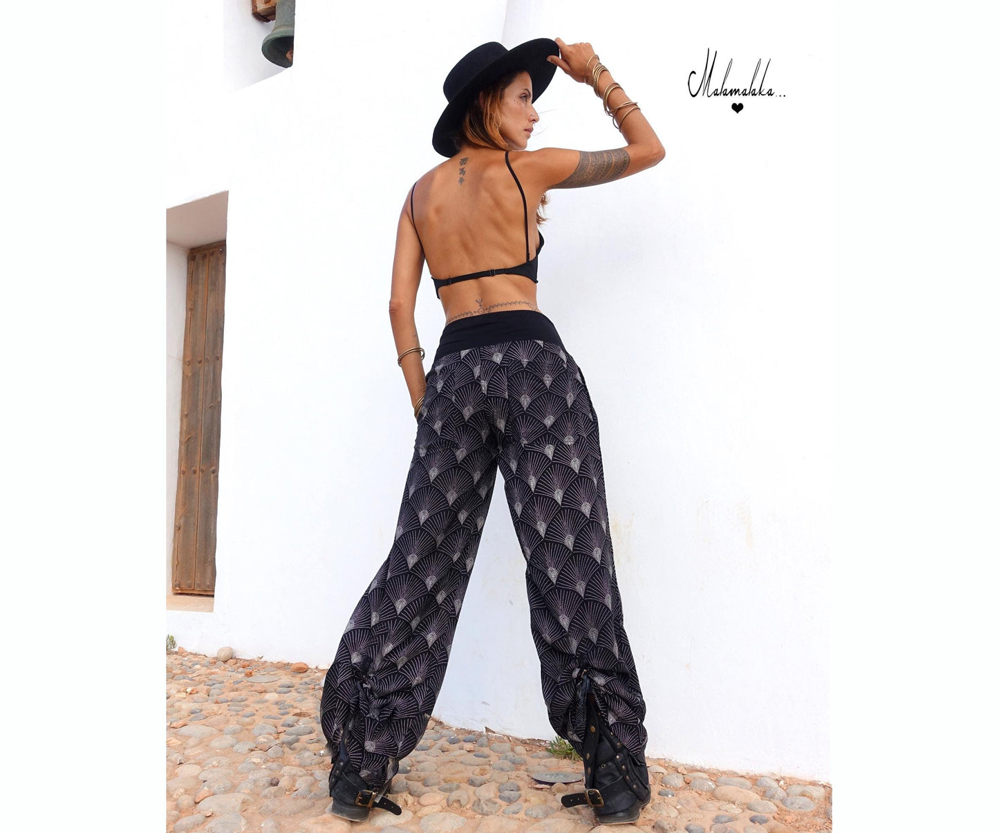 Women's Fringe Rayon Wide-Leg Trousers | Elastic Waist · Straight Leg with Pockets
