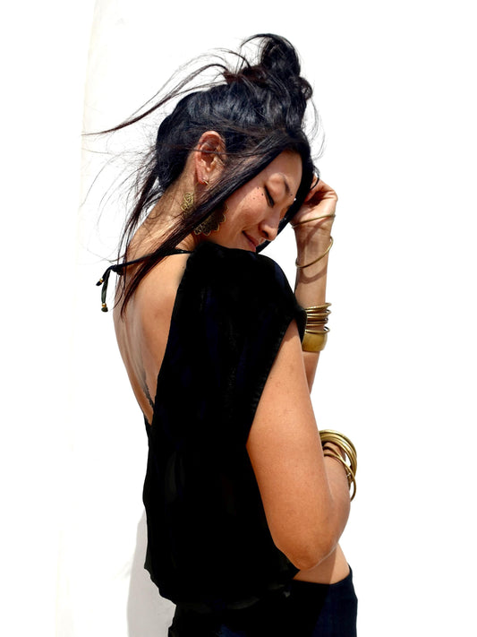 Open Back Rayon Blouse | Women's Boho Summer Top · Elegant Ibiza Style