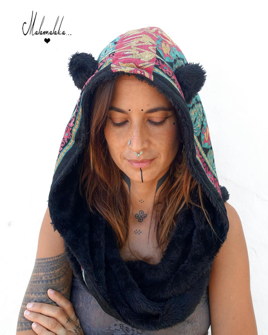 Animalakas Reversible Plush Hood | Unisex Festival Streetwear — One of a Kind