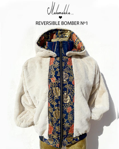Reversible Plush Bomber Jacket | Detachable Hood · Size S · Unisex Festival Trap Streetwear
