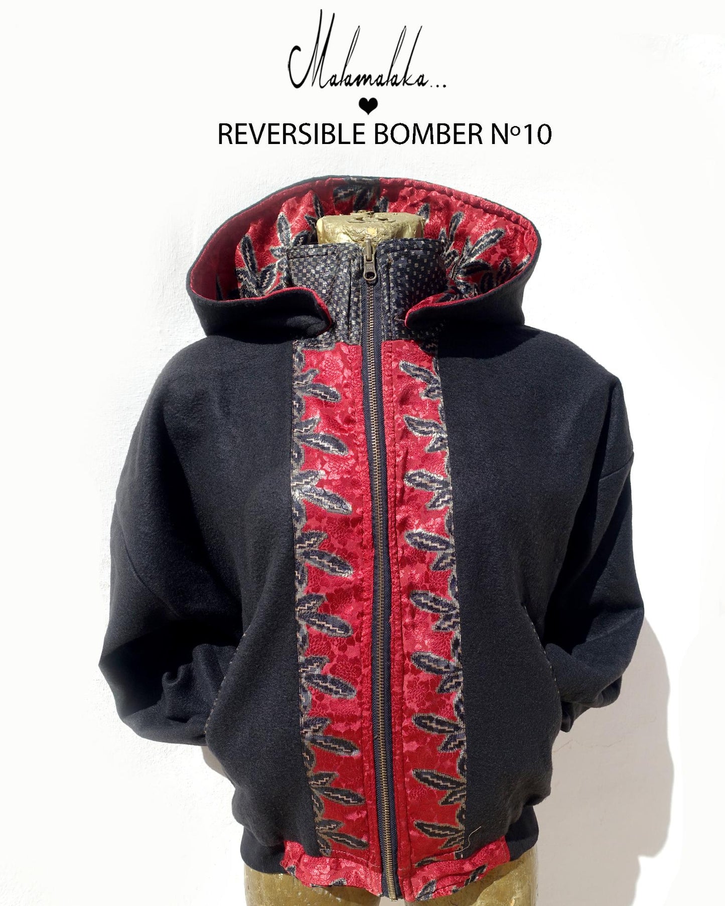 Reversible Fleece Bomber Jacket | Detachable Hood · Size S · Unisex Festival Trap Streetwear