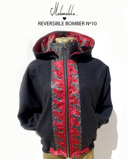 Reversible Fleece Bomber Jacket | Detachable Hood · Size S · Unisex Festival Trap Streetwear