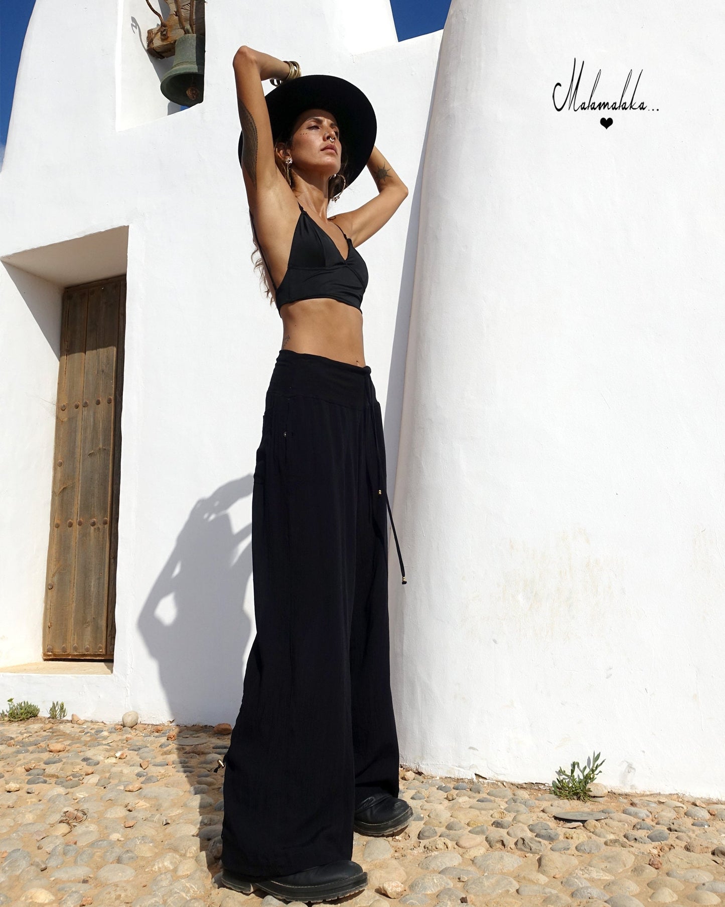 Women's Fringe Rayon Wide-Leg Trousers | Elastic Waist · Straight Leg with Pockets
