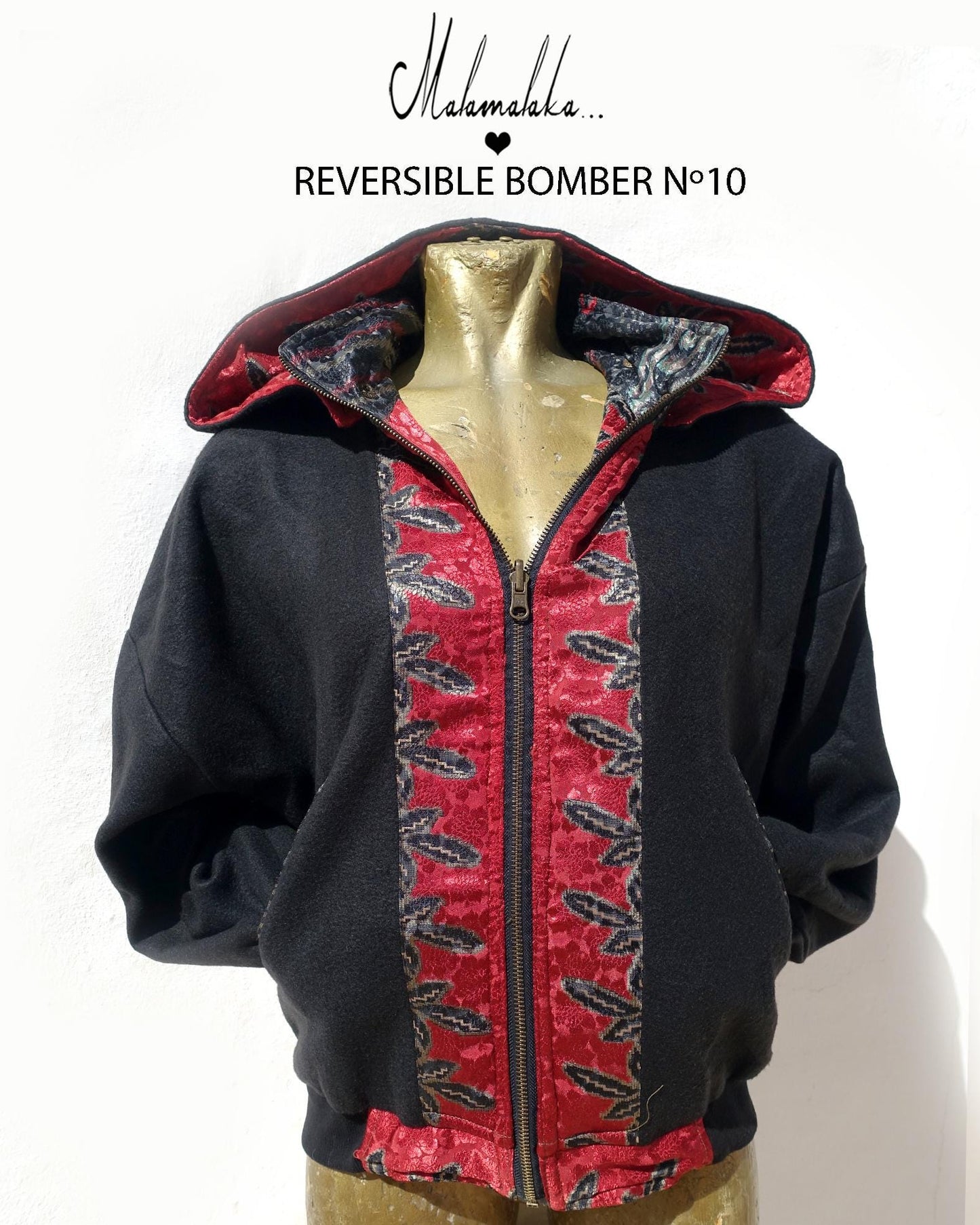 Reversible Fleece Bomber Jacket | Detachable Hood · Size S · Unisex Festival Trap Streetwear