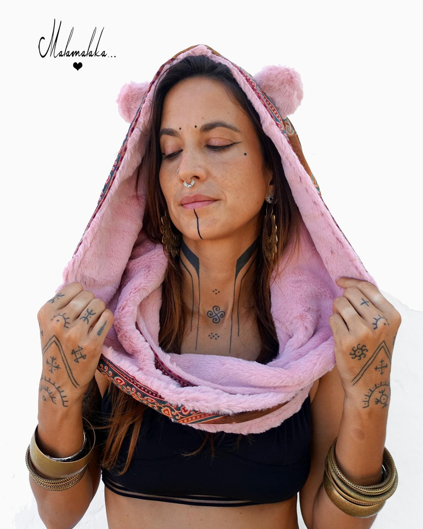 Animalakas Reversible Plush Hood | Unisex Festival Streetwear — One of a Kind
