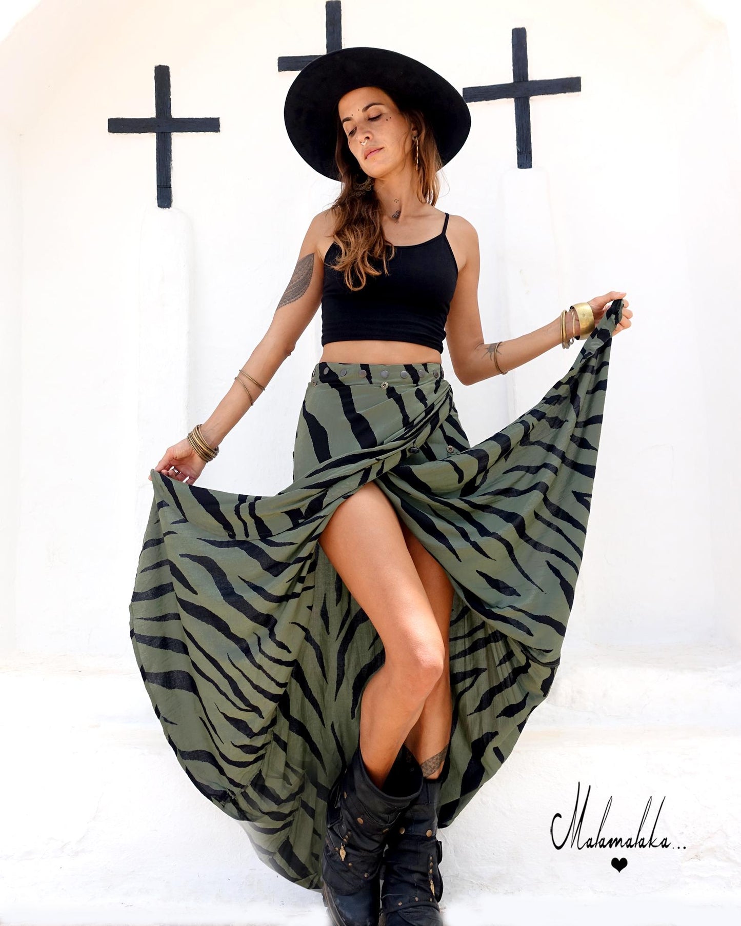 Transformable Rayon Maxi Skirt | Open Asymmetric Boho Gypsy Tribal · Steampunk Style