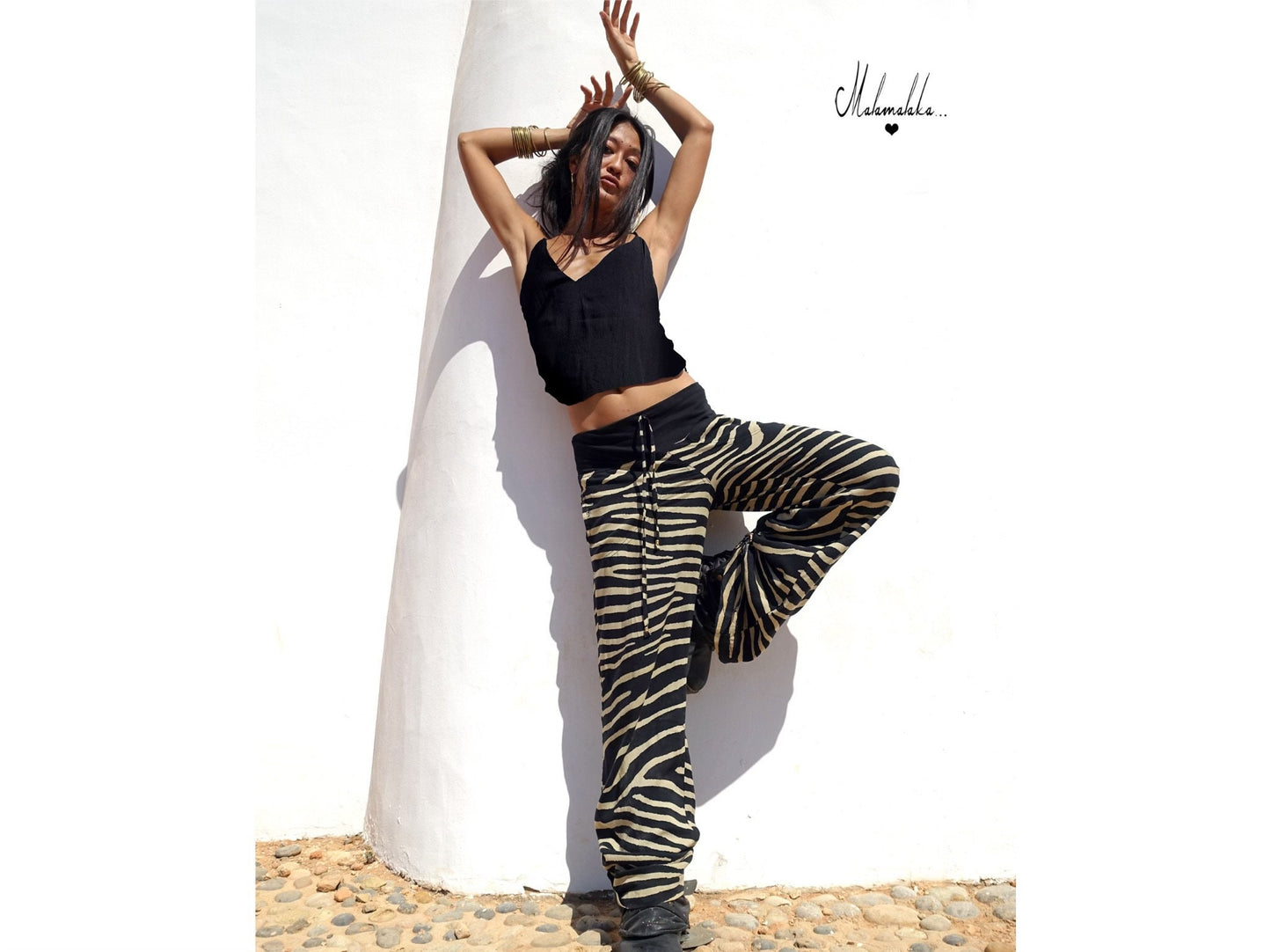 Women's Fringe Rayon Wide-Leg Trousers | Elastic Waist · Straight Leg with Pockets