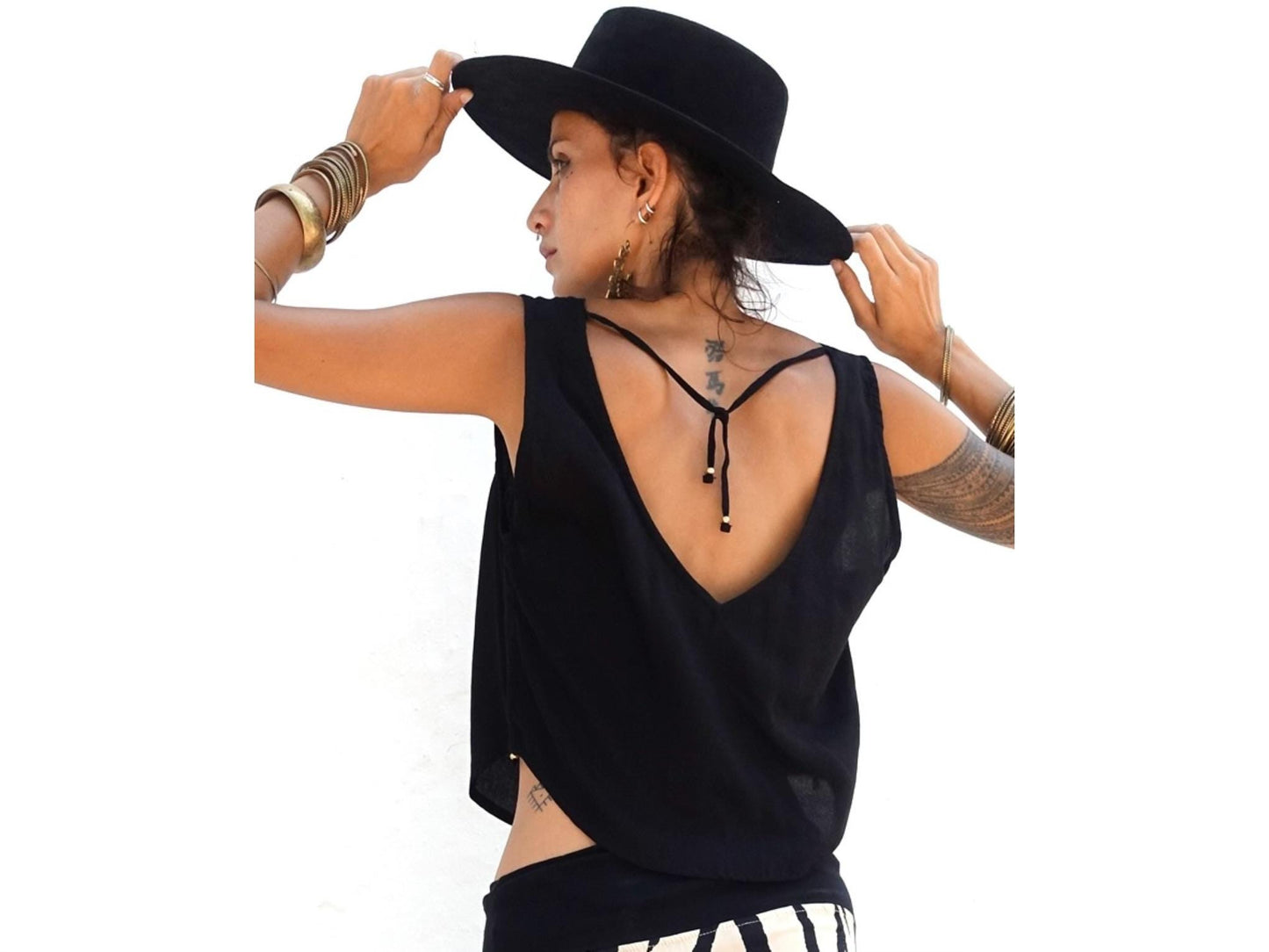 Open Back Rayon Blouse | Women's Boho Summer Top · Elegant Ibiza Style