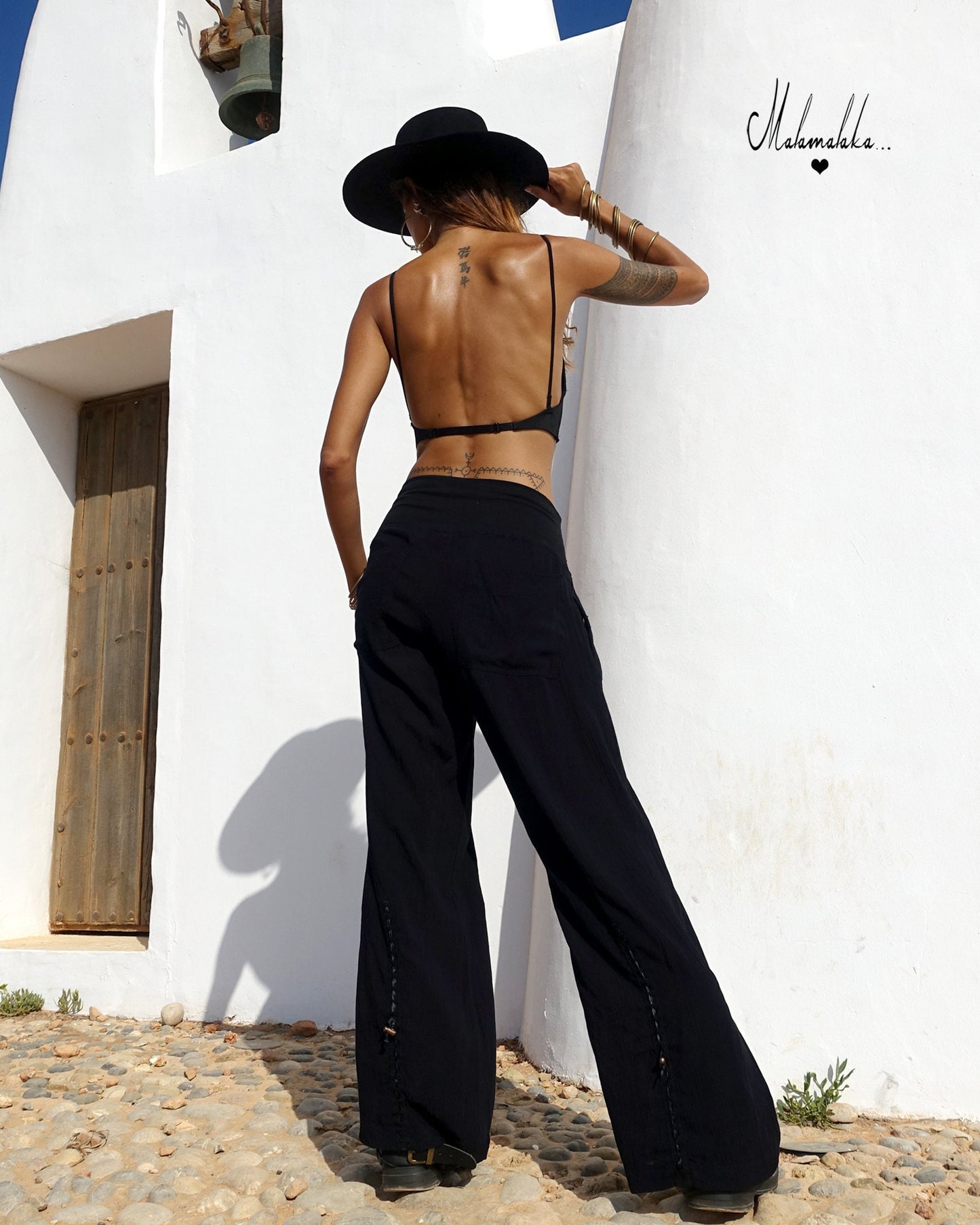 Women's Fringe Rayon Wide-Leg Trousers | Elastic Waist · Straight Leg with Pockets
