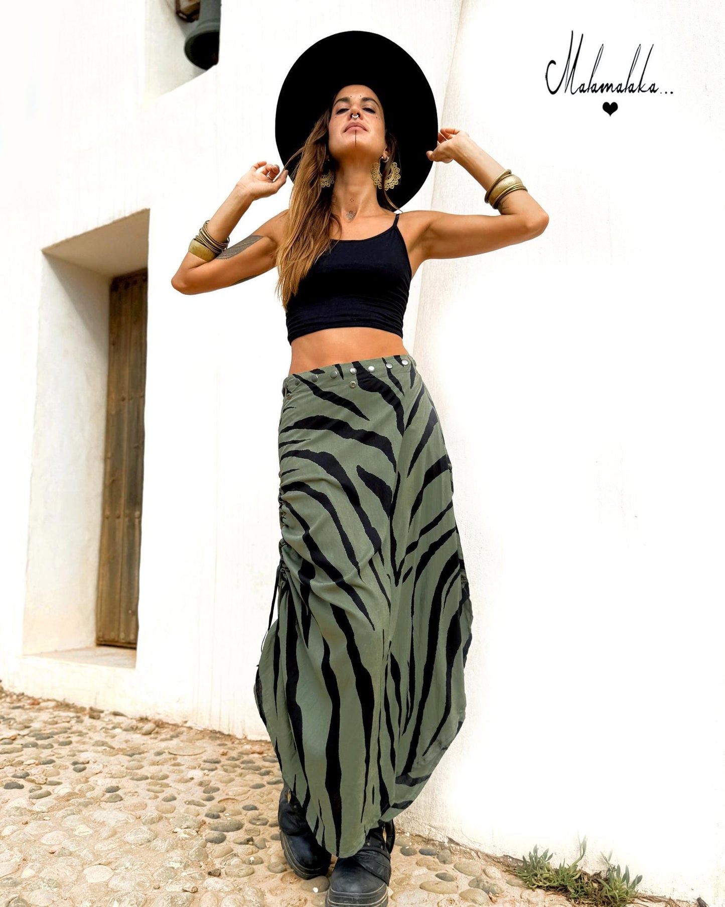Transformable Rayon Maxi Skirt | Open Asymmetric Boho Gypsy Tribal · Steampunk Style